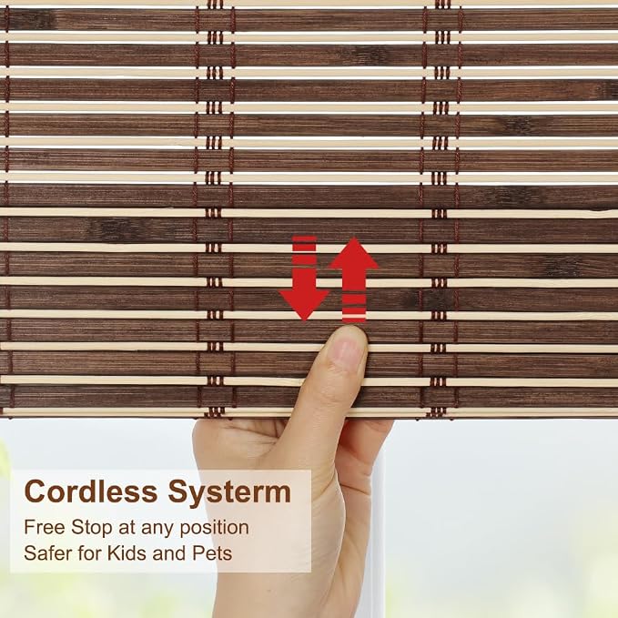 LUCKUP Cordless Roman Shades, Roll Up Bamboo Blinds - Image 4