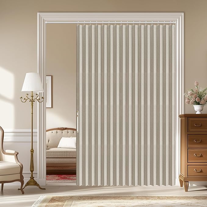 AJAZZ 100% Blackout Door Curtain Accordion Door Closet Curtain Invisible by AJAZZ