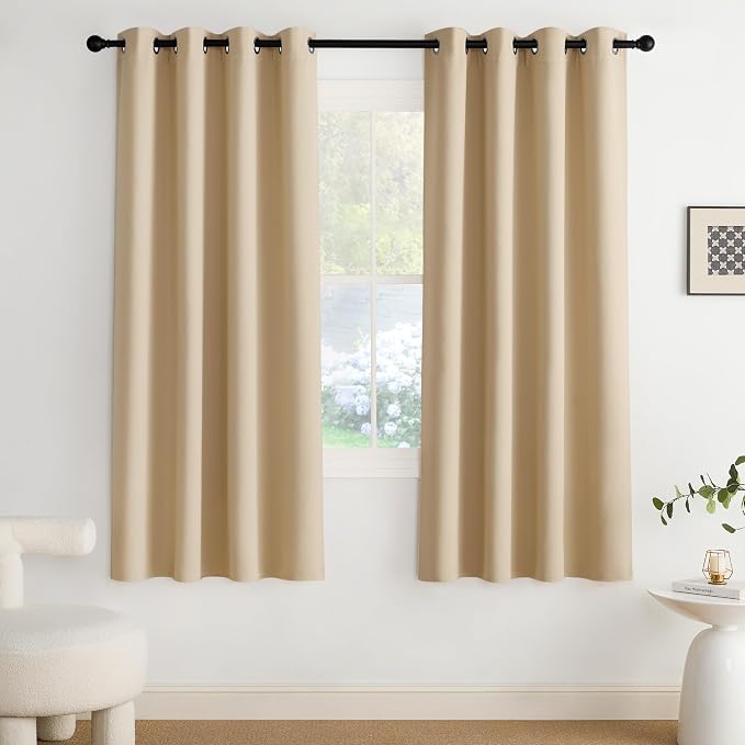 NICETOWN Blackout Curtains Grommet 2 Panels 72 Inches Long, Biscotti Beige by NICETOWN