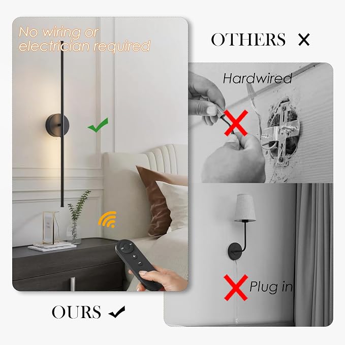 KARTOOSH Battery Operated Wall Sconces, Dimmable Wall Sconces Set of Two - Image 2