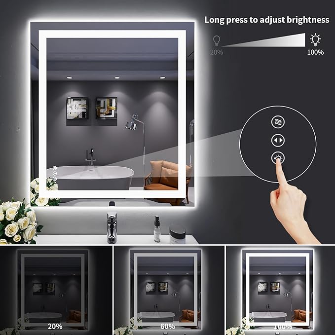 LOAAO 32"X36" LED Bathroom Mirror - Image 4