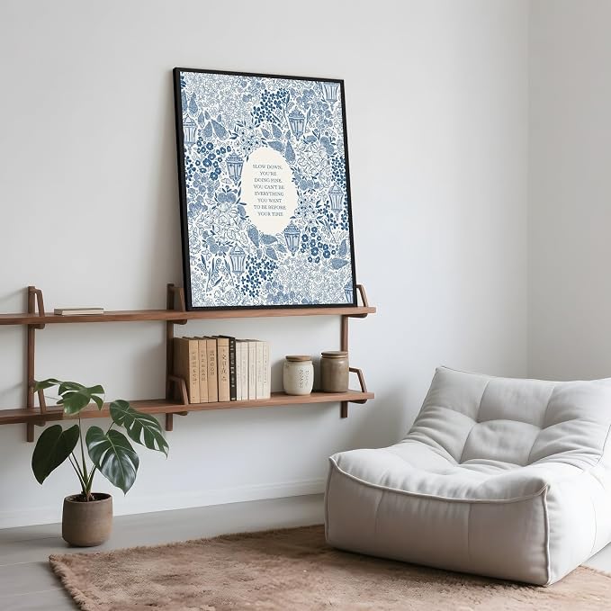 Framed Slow Down Youre Doing Fine Music Posters Motivational Quote Wall Art - Image 6