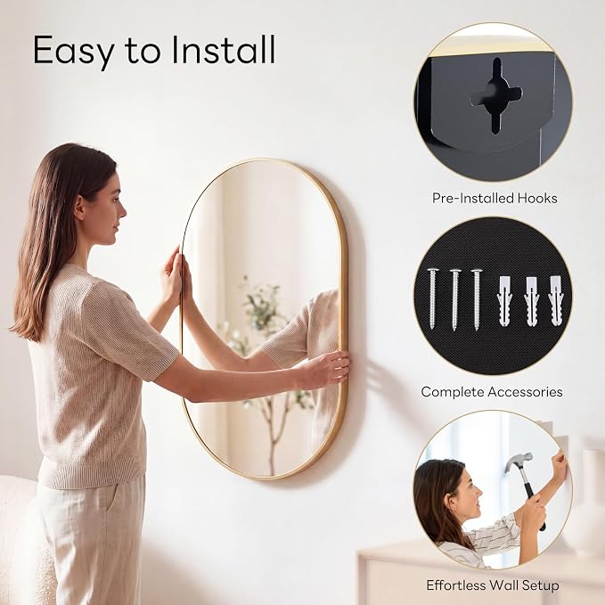 Sweetcrispy 20" x 30" Gold Bathroom Mirror - Image 6