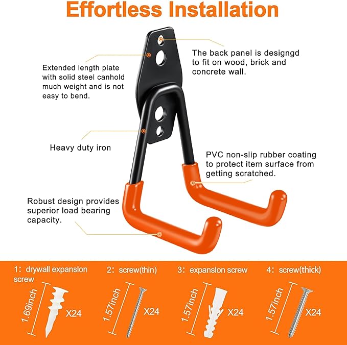 HUPBIPY 12 Pack Garage Hooks Heavy Duty Utility Steel - Image 3