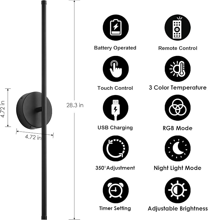 KARTOOSH Battery Operated Wall Sconces Set of Two, - Image 5