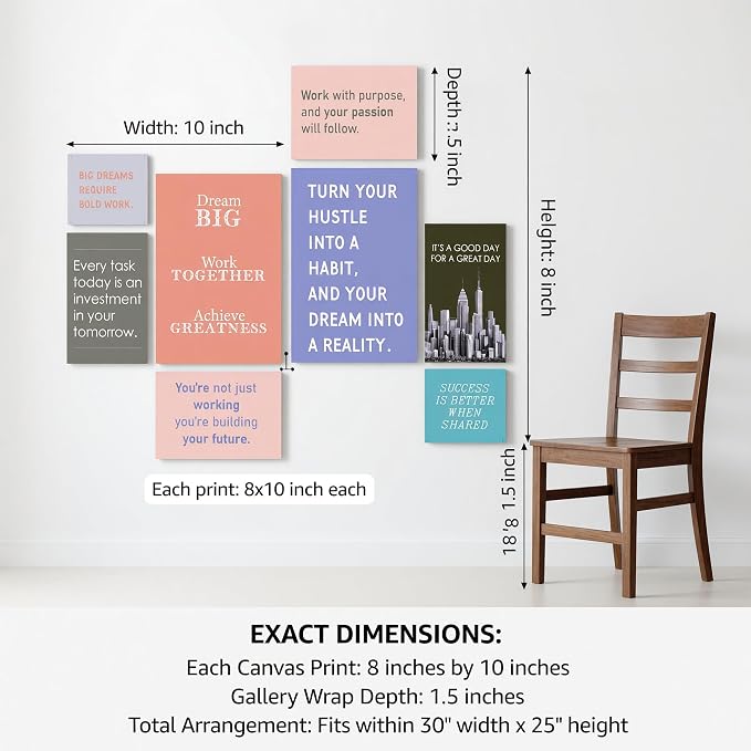 Office Motivational Canvas Wall Art Set of 8 - Image 7
