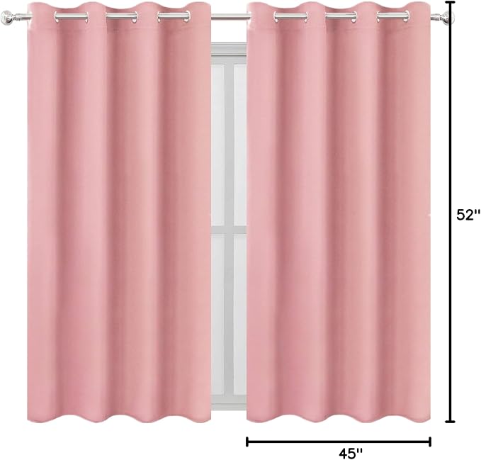 LEMOMO Pink Blackout Curtains/52 x 45 Inch Length Kids Curtains/Set of 2 Panels - Image 9