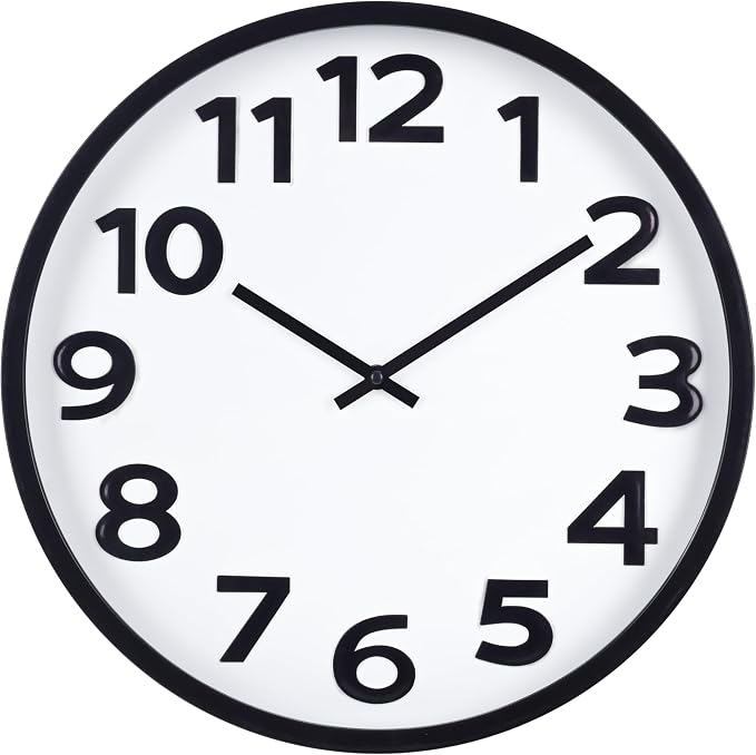 Large Wall Clock 16 Inch Silent Non-Ticking Modern Big Number Wall Clocks by HorizentWallClock