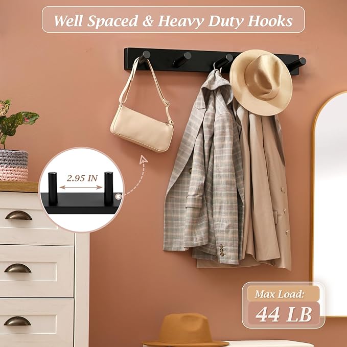Coat Rack Wall Mount, Wooden Coat Hanger - Image 4