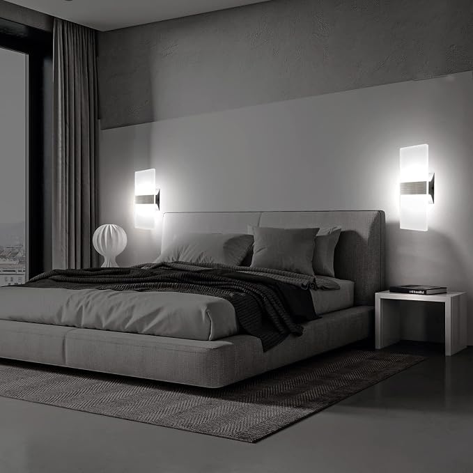 KICAAO Modern Wall Sconces Set of Two, Led Wall Light 10w, 6000k White Light Up - Image 3