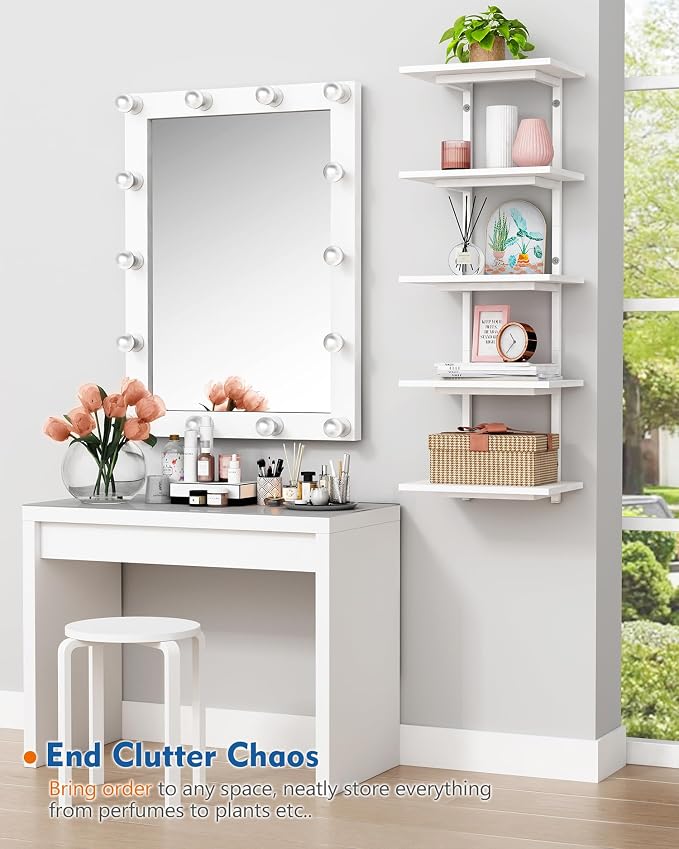 Harwaya White 5 Tier Wall Shelf Unit - Image 7
