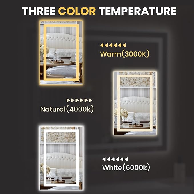 LOAAO 28"x34" LED Bathroom Mirror - Image 5