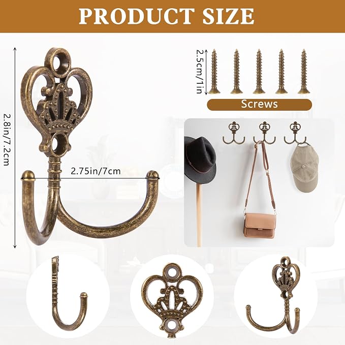 12 Sets Vintage Coat Hooks, Wall Hooks - Image 2