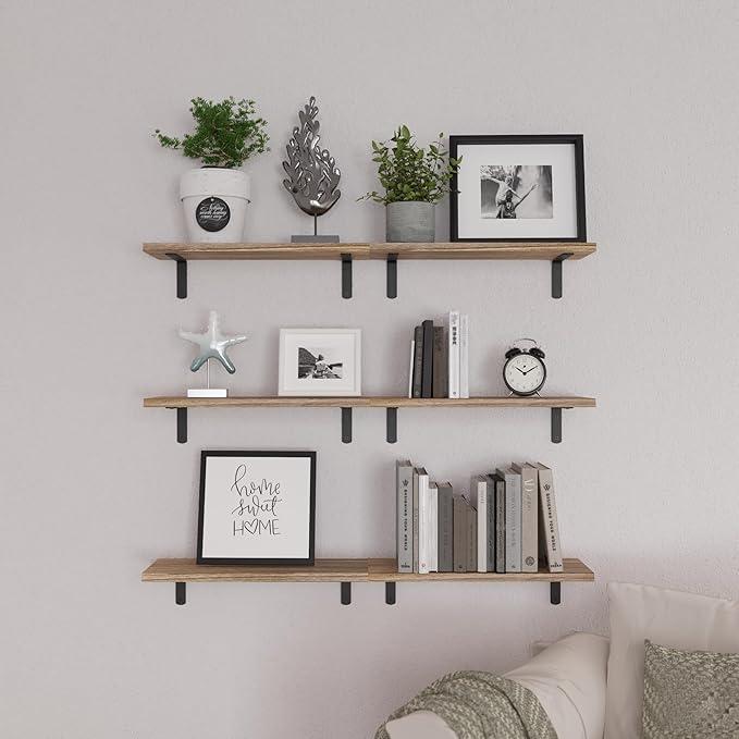 WOPITUES Wood Floating Shelves Set of 6, Shelves - Image 6