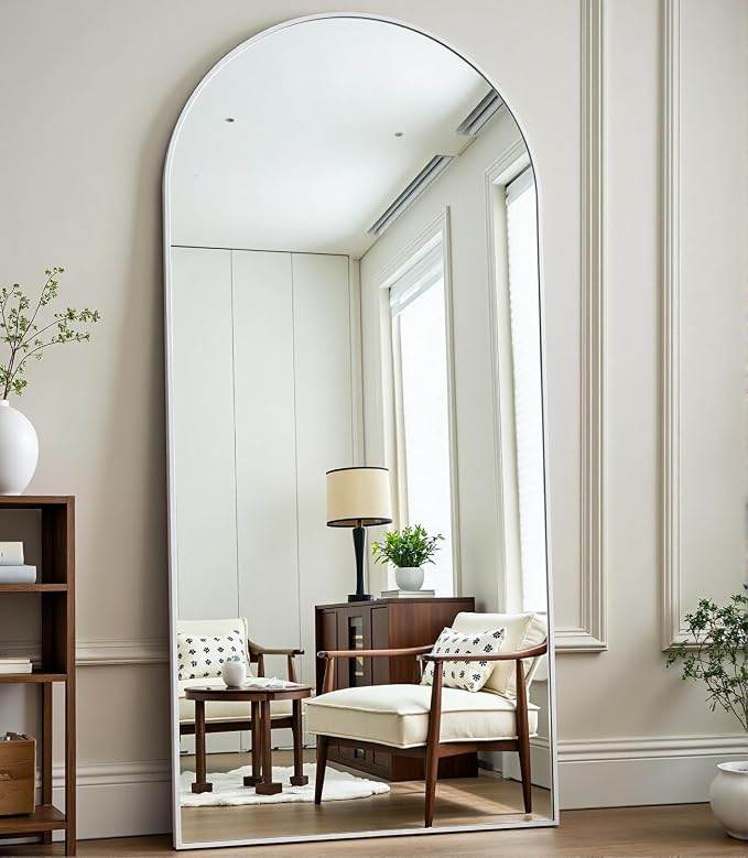 Dewfig Arched White Full Length Mirror, Full Body Mirrors by YourSpacePerfectlyReflected