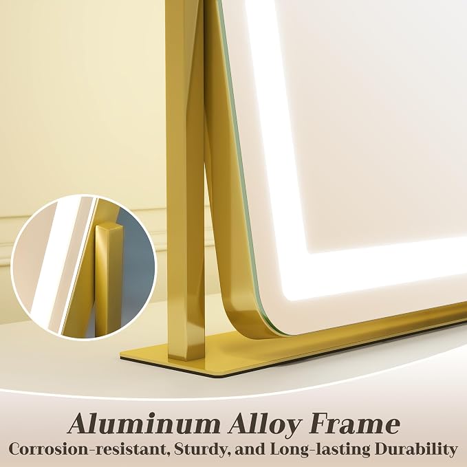 ROLOVE Gold Vanity Mirror with Lights - Image 5