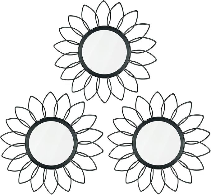 3 Pack Metal Mirrors for Wall Sunburst Wall Mirrors Home Décor Decorative by Uaussi
