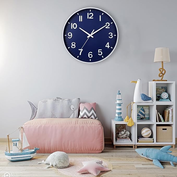 HZDHCLH Navy Blue Wall Clocks Battery Operated, 12 inch Silent Non Ticking - Image 7