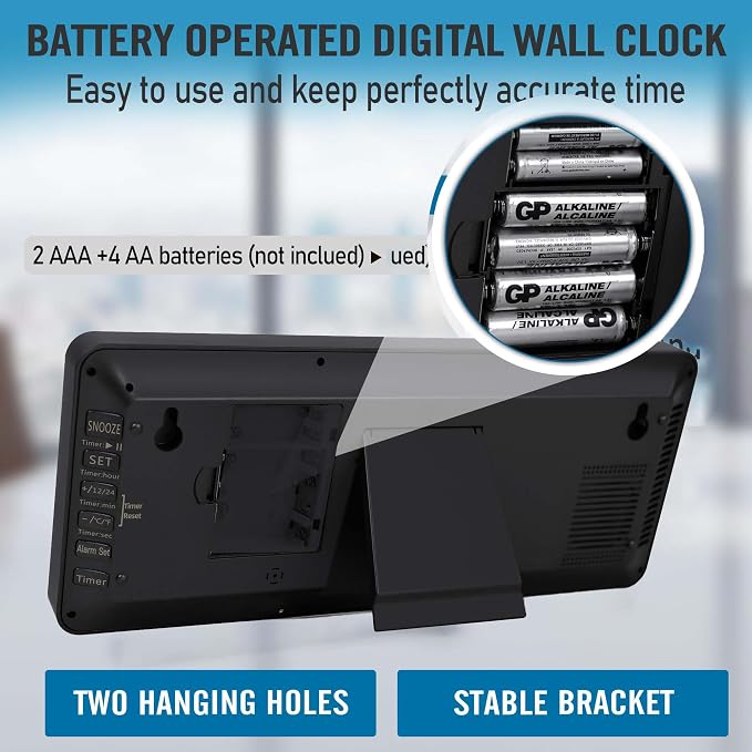 TXL 14.2"" Large Digital Wall Clock Battery Operated, Digital Clock Large - Image 3