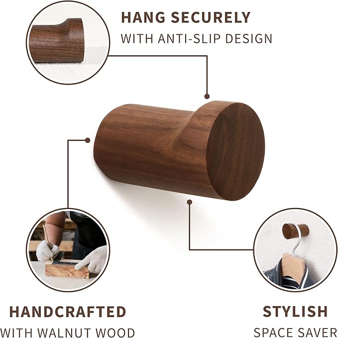 NAUMOO Natural Wooden Wall Mounted Hooks - Image 3