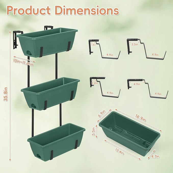 OYEAL Window Boxes Planters Deck Railing Planter Boxes - Image 2