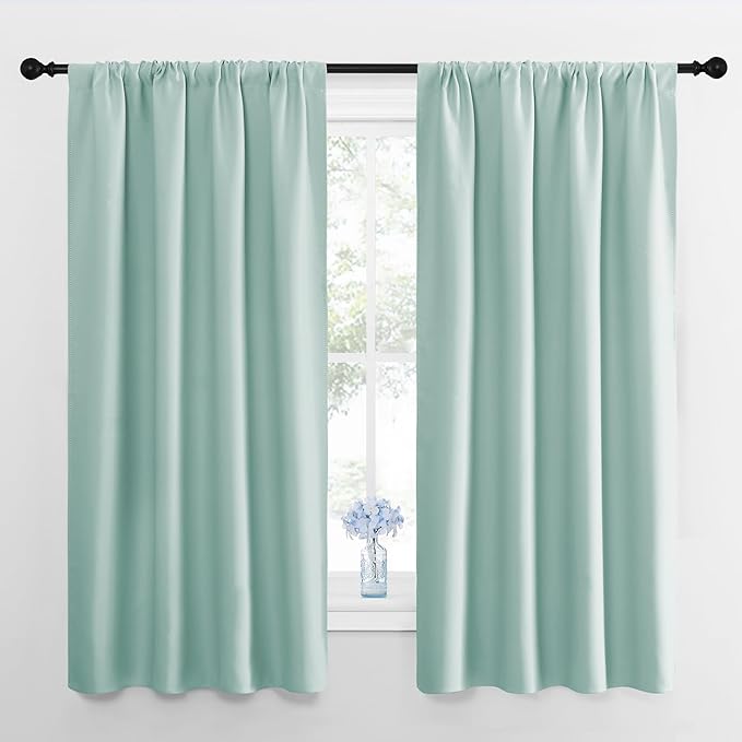 NICETOWN Kitchen Curtains, Short Blackout Curtains & Drapes, Aqua Blue by NICETOWN