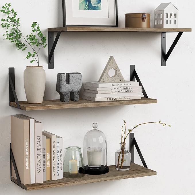 Forbena Wood Floating Shelves for Wall 24 inches Long, Large Bathroom Hanging by Forbena
