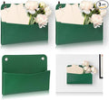3 PCS Wall Mount PU Leather Mail Holder Green Faux Leather Letter Holder by Unknown