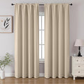 CUCRAF Light Beige Blackout Curtains 90 inch Length 2 Panels Set, Rod Pocket by CUCRAF