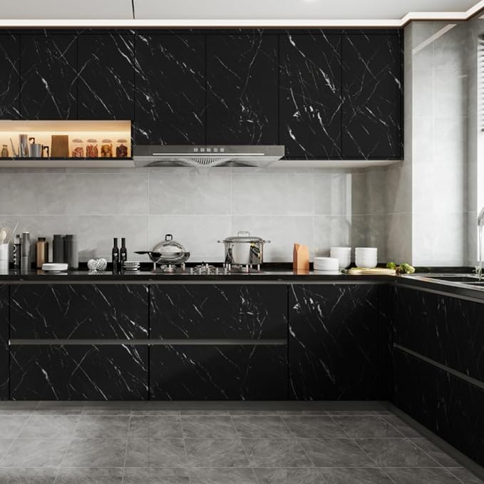 Abyssaly Black Marble Contact Paper Peel and Stick Countertops Waterproof Matte - Image 2