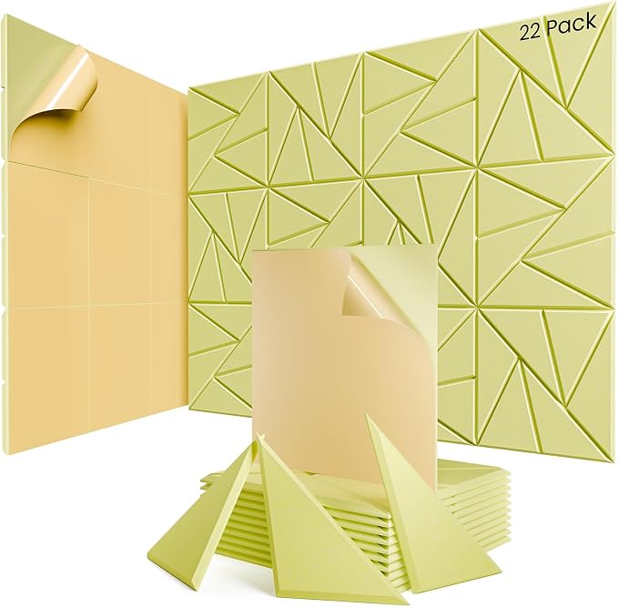 22 Pack Acoustic Panels with Self-Adhesive, Sound Panels High Density, by ROOME
