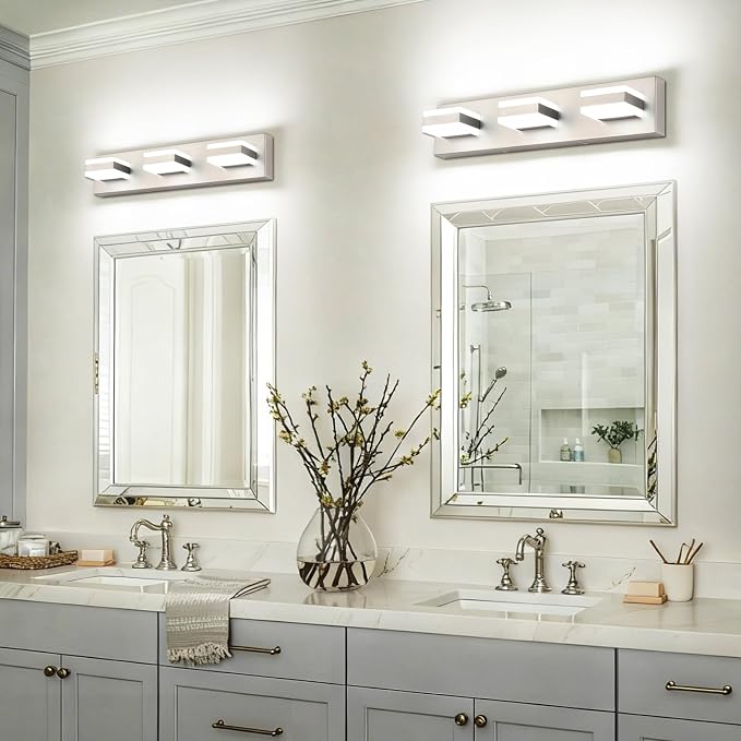 SOLFART Vanity Lighting Over Mirror, 3 Lights Brushed Nickel Bathroom Light - Image 9