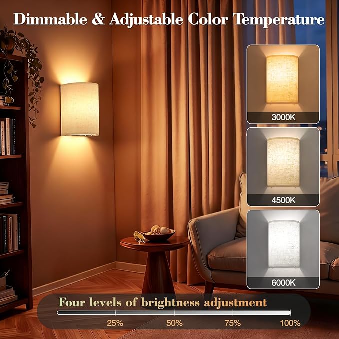 Battery Operated Wall Sconce Set of Two: 10000mAh Wireless Wall Light - Image 3