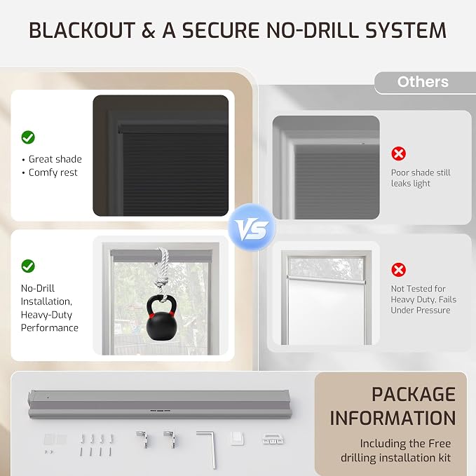 Grandekor No Drill No Tools Cordless Cellular Shades, UV Protection Privacy No - Image 6