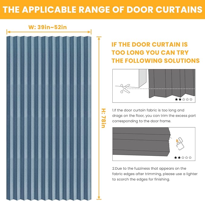 AJAZZ 100% Blackout Magnetic Door Curtain Pleated Door Curtain Accordion Doors - Image 6