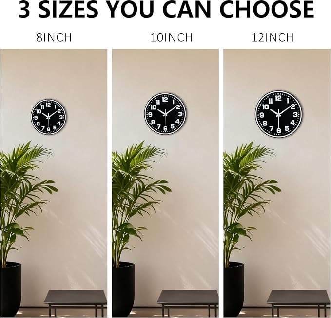 Modern Silent Wall Clock, 12 Inch Non-Ticking Battery Operated Clock, Round - Image 9