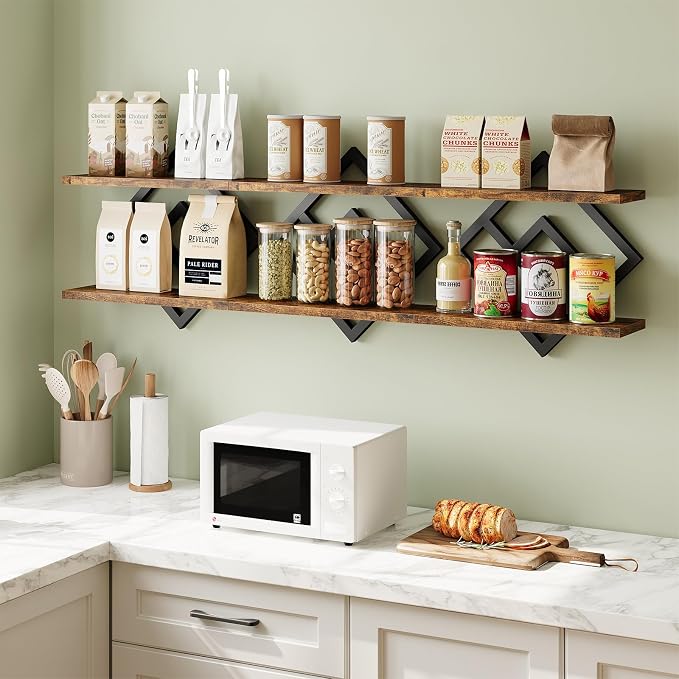 ELYKEN Floating Shelves for Wall, 2-Tier Wall Mounted Storage Shelves for Books - Image 3
