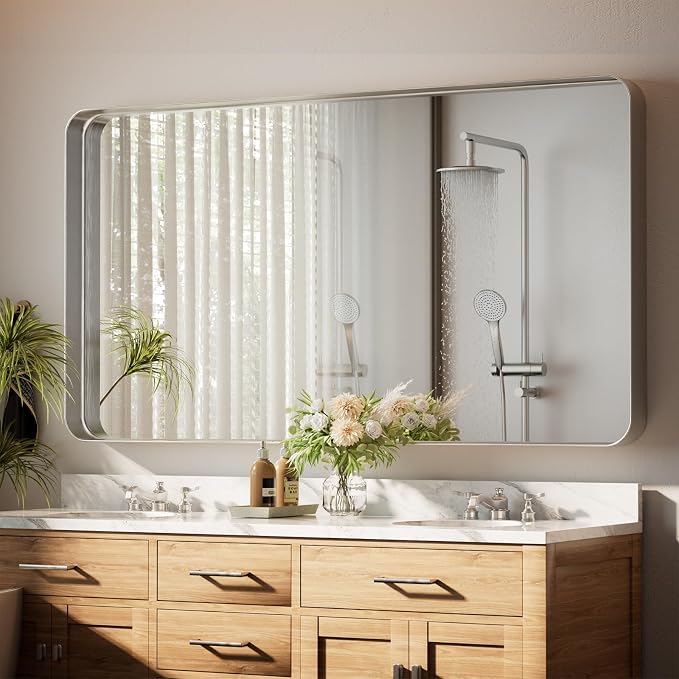 55"x 30" Silver Bathroom Mirror - Image 9