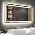 Backlit Bathroom Mirror, 55x30 Inch Gradient Front and Backlit Mirror, 3 Colors by VanPokins-GlobalHighEndLEDBathroomMirrorBrand