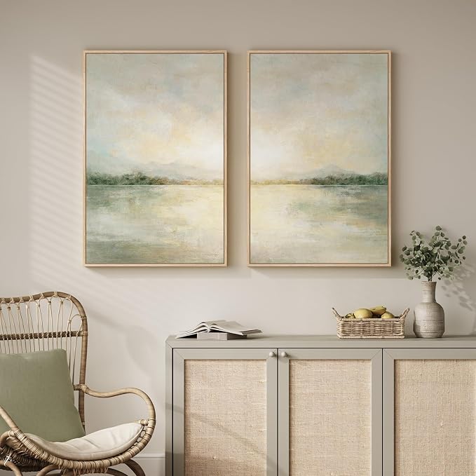 Framed Sage Green Abstract Wall Art - Image 4