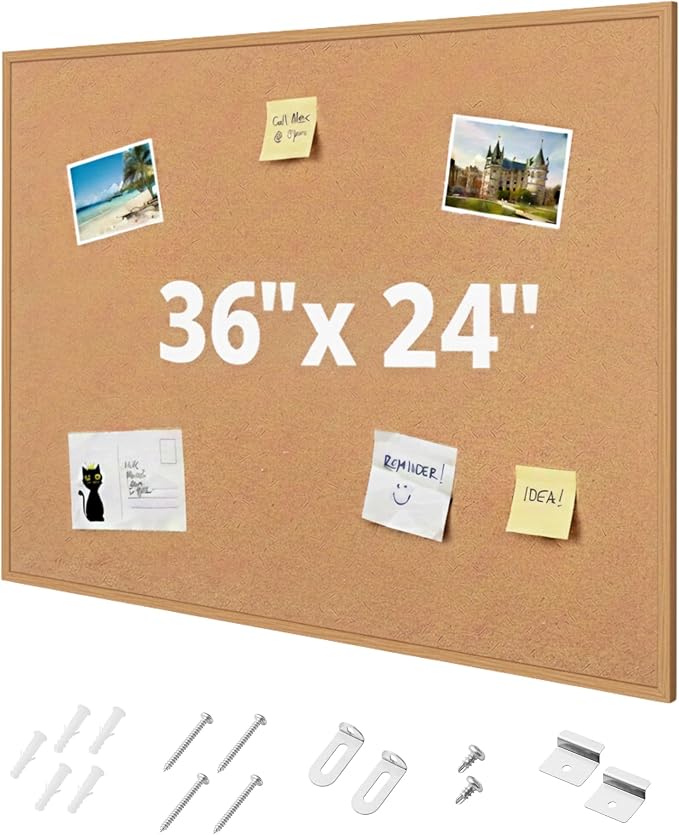 Mr. Pen- Cork Board, Bulletin Board, Cork Bulletin Board, Framed Cork Board by MrPen