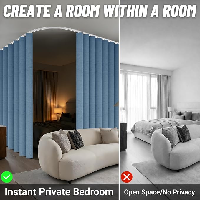 Room Divider Curtain Sets with Flexible Ceiling Track, Privacy Soundproof - Image 2