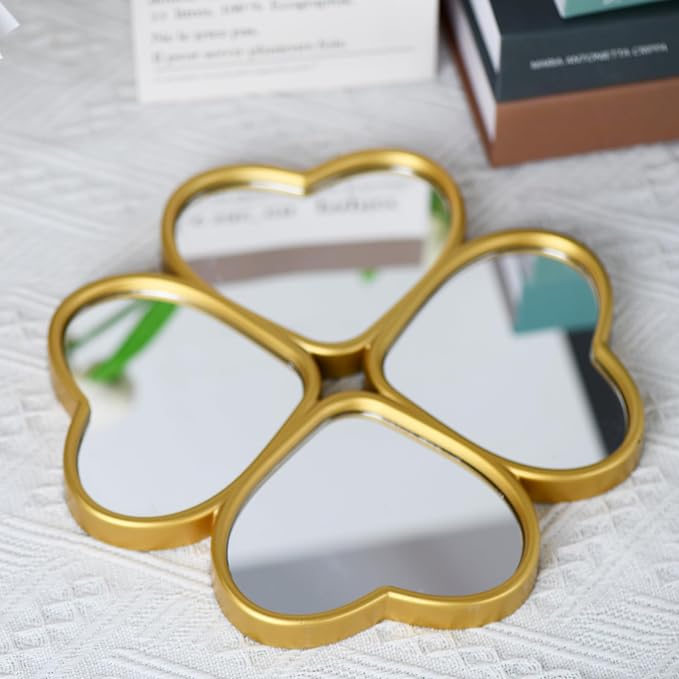 Small Decoritive Heart Wall Mirrors Set of 3, Decorative Four-Leaf Clover Mirror - Image 4