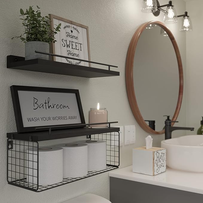 WOPITUES Floating Shelves for Wall Decor Sign, Bathroom Organizers and Storage - Image 5