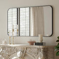 BEAUTYPEAK 30" x 48" Black Metal Frame Rectangle Vanity Mirror by BEAUTYPEAK