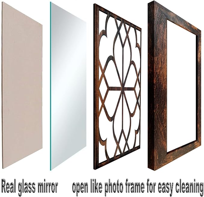 Wocred Set of 4 Mirrors Square Wall Mirror, Gorgeous Rustic Farmhouse Accent - Image 2