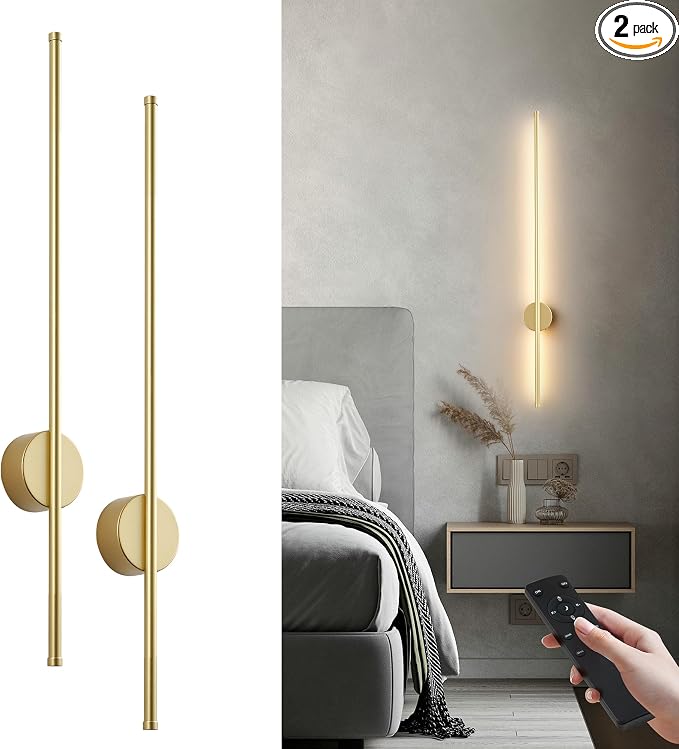 Battery Operated Modern Wall Sconces, Dimmable Wireless Wall Light Set of Two by KARTOOSH