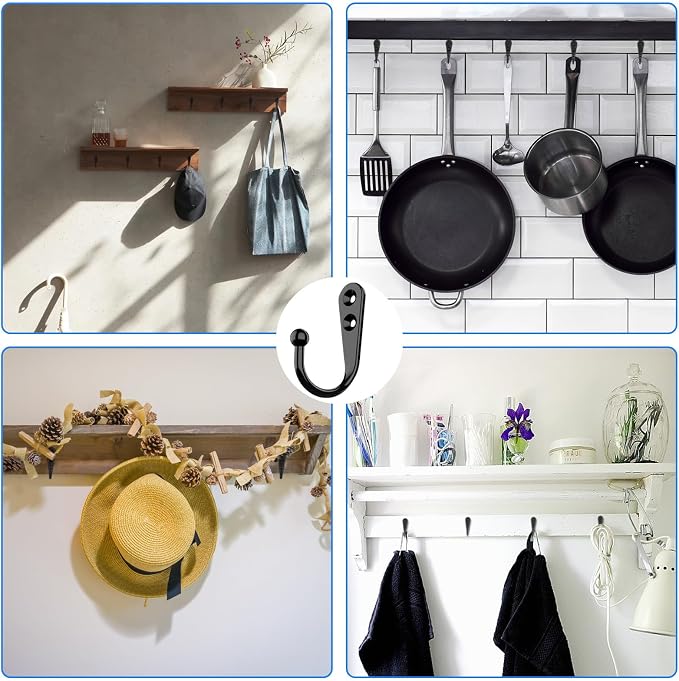 15 Pcs Black Coat Hooks - Image 2