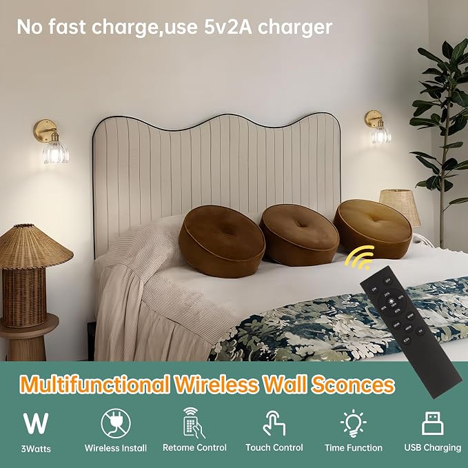 Shenmoyl Battery Operated Vintage Wall Sconces - Image 4