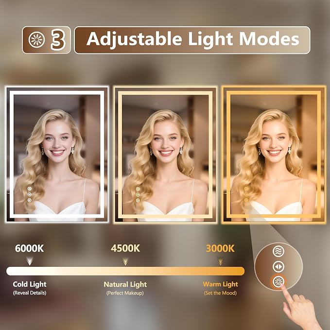 48x36 Inch LED Lighted Bathroom Mirror - Image 6